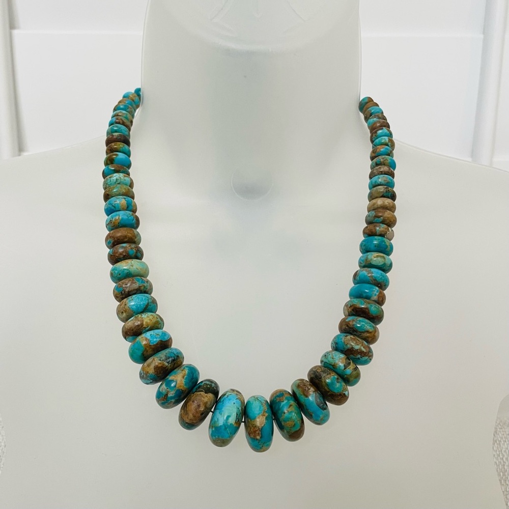Jay King Boulder Turquoise Rondelle Bead & Sterling Silver Necklace
